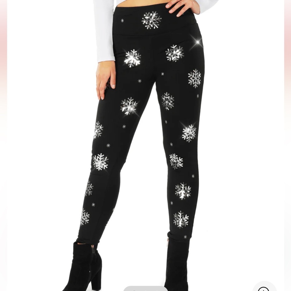 Tipsy Elves NWT Women's Sequined Snowflake High Waisted Leggings Size XL